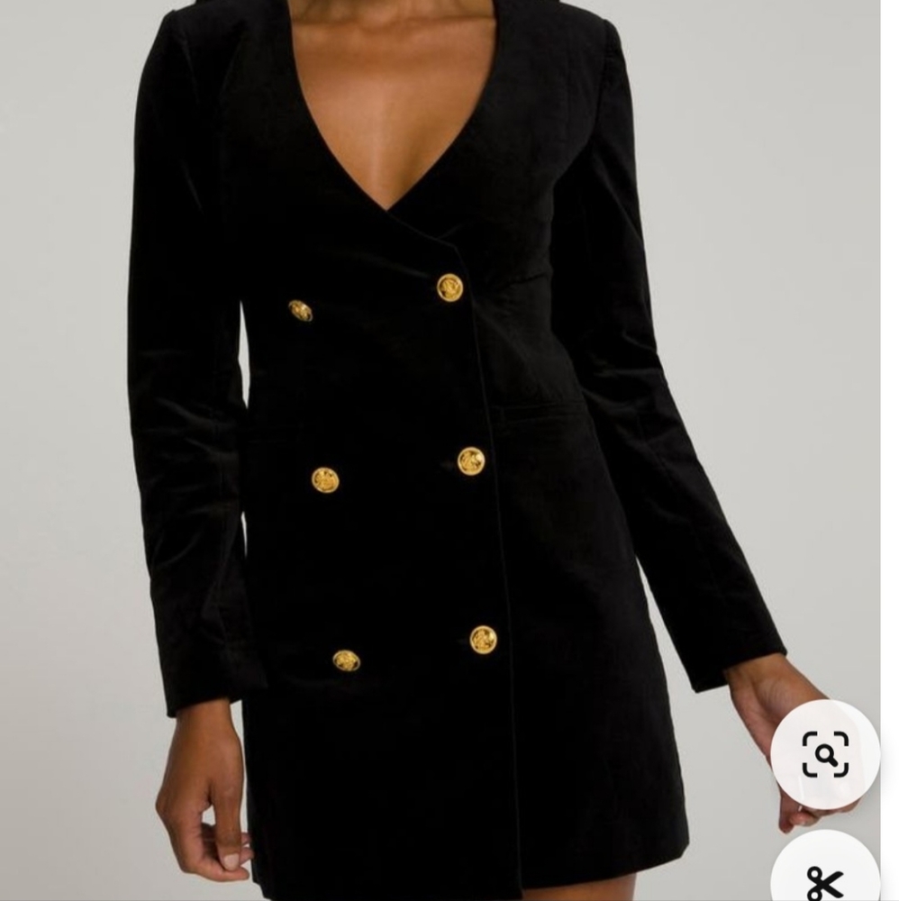 Good American velvet blazer dress black size 2